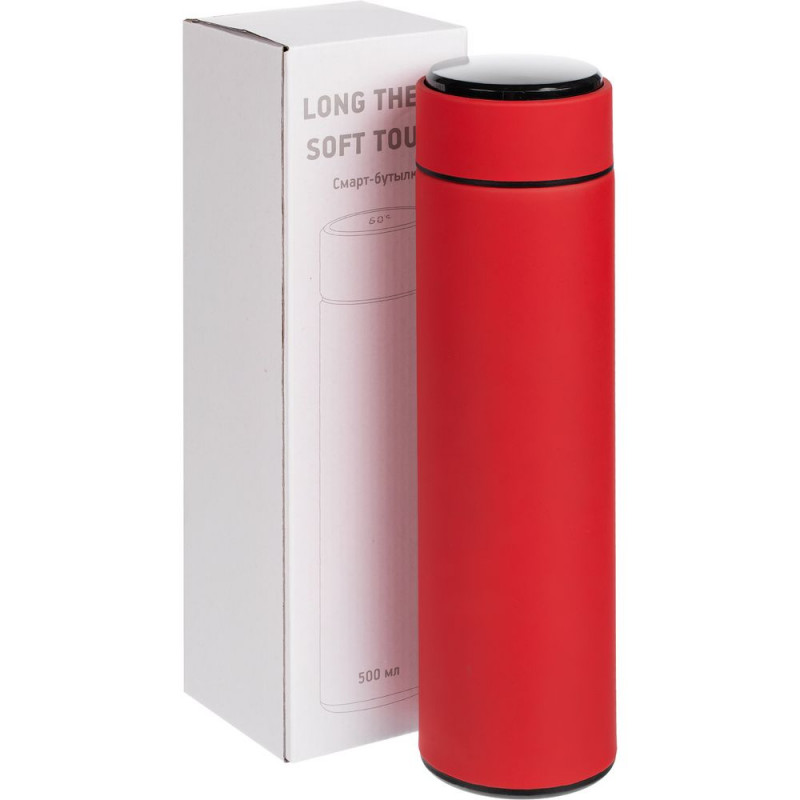 Смарт-бутылка с заменяемой батарейкой Long Therm Soft Touch, красная, без пакета_8