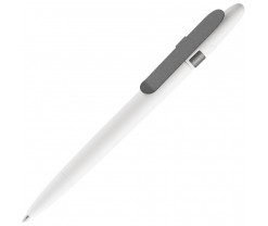 Ручка шариковая Prodir DS5 TSM Metal Clip, белая с серым