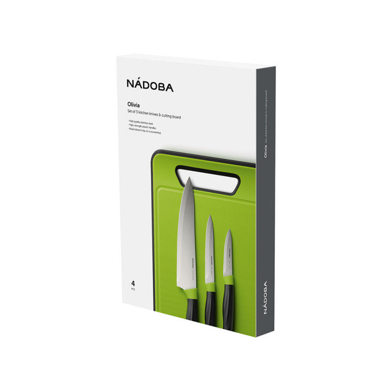Набор из 3 ножей с пластиковой разделочной доской, NADOBA, серия OLIVIA_1
