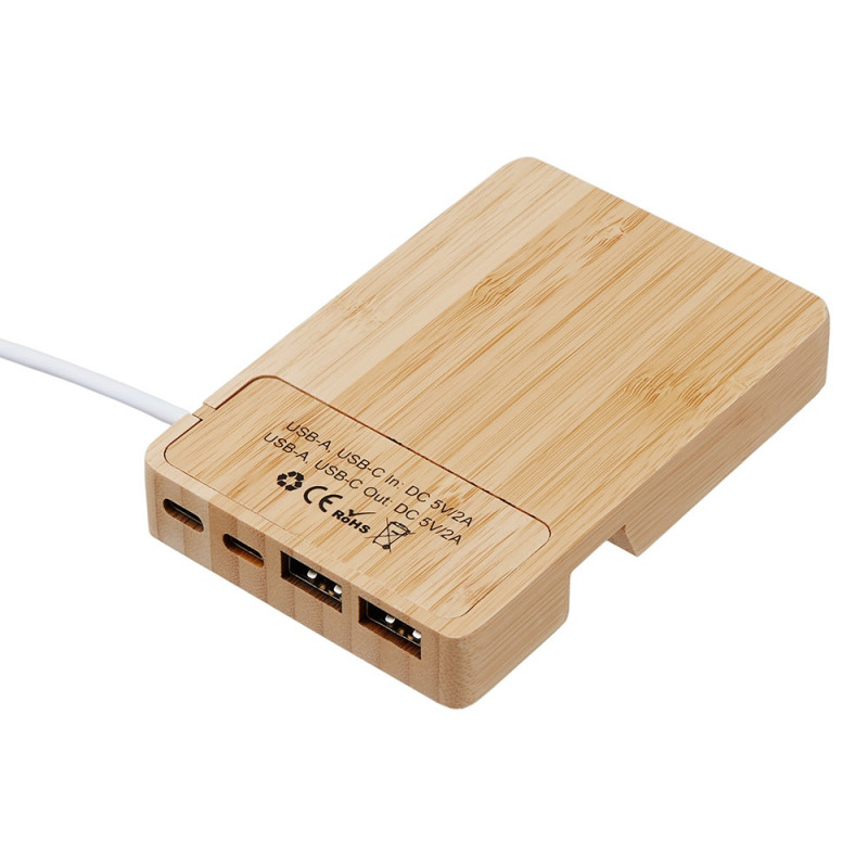 USB хаб «Memo», 2*USB, 2*Type C, бамбук_5