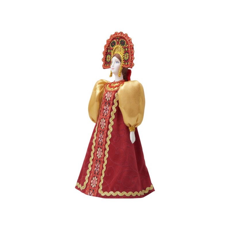 Подарочный набор: кукла фарфоровая, крем-мед, красный_13
