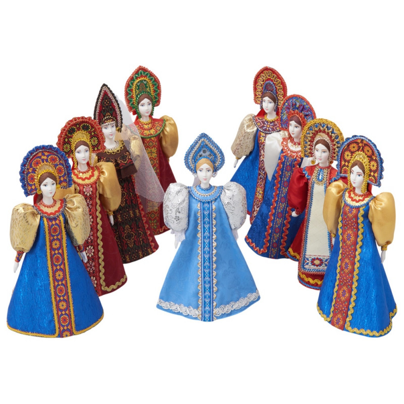 Подарочный набор: кукла фарфоровая, крем-мед, красный_24
