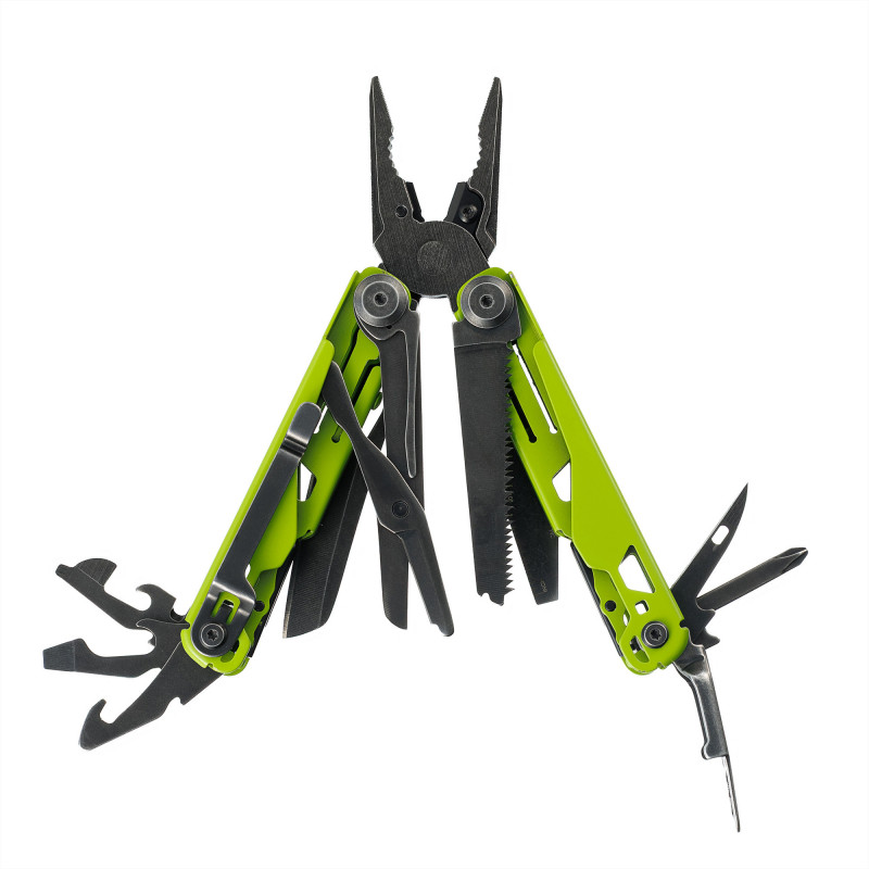 Мультитул Stinger, 107 х 19 мм, 19 функций, сталь, салатовый корпус, стоунвош, в картонной коробке, в комплекте нейлоновый чехол_2