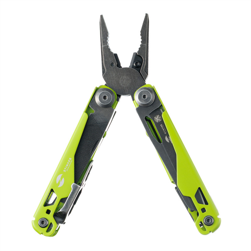 Мультитул Stinger, 107 х 19 мм, 19 функций, сталь, салатовый корпус, стоунвош, в картонной коробке, в комплекте нейлоновый чехол_3
