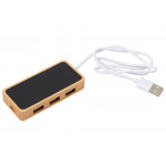 USB хаб с подсветкой лого «Reedia S5», 3*USB, 1*Type C, бамбук, черный_1