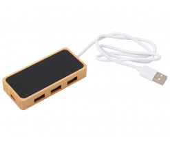 USB хаб с подсветкой лого «Reedia S5», 3*USB, 1*Type C, бамбук, черный, Изображение 3