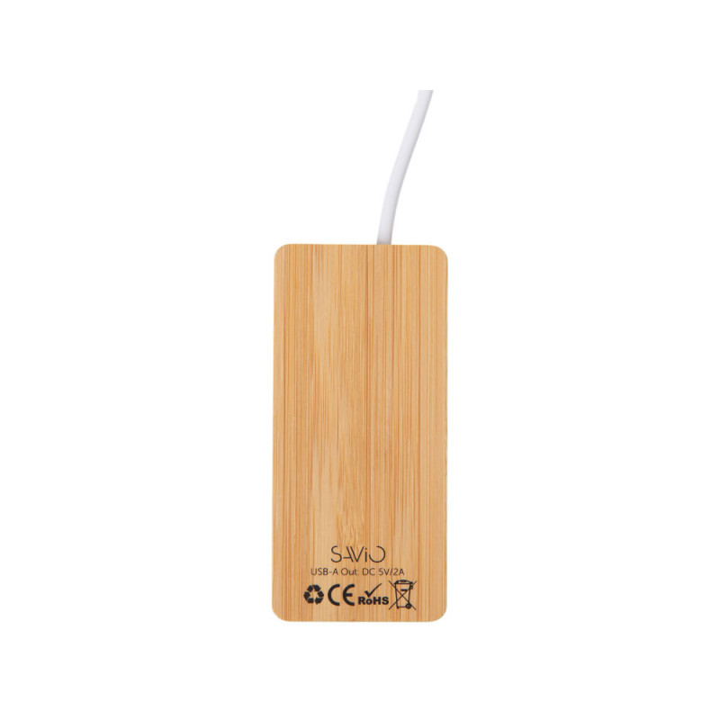 USB хаб с подсветкой лого «Reedia S5», 3*USB, 1*Type C, бамбук, черный_4