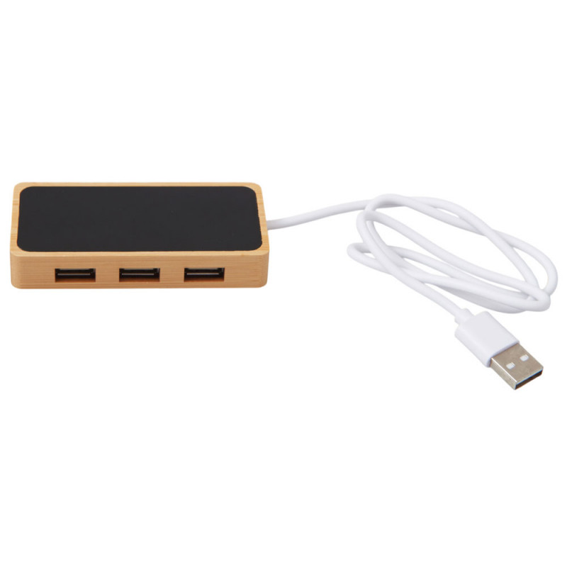 USB хаб с подсветкой лого «Reedia S5», 3*USB, 1*Type C, бамбук, черный_2