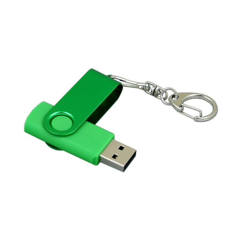 USB 2.0- флешка промо на 16 Гб с поворотным механизмом и однотонным металлическим клипом, зеленый_2
