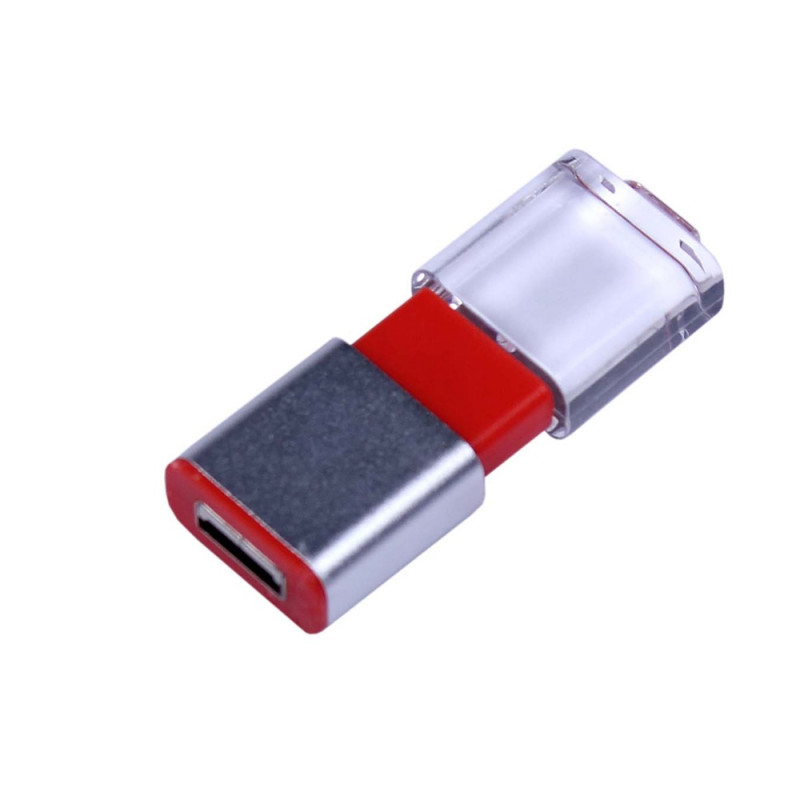 USB 2.0- флешка промо на 16 Гб прямоугольной формы, выдвижной механизм, красный_1
