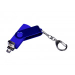 USB-флешка на 16 Гб 3 в 1 поворотный механизм, c двумя дополнительными разъемами MicroUSB и TypeC C с одноцветным металлическим клипом, синий_2