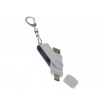 USB-флешка на 16 Гб 2 в 1 поворотный механизм, c дополнительным разъемом Type-C с одноцветным металлическим клипом, белый_3