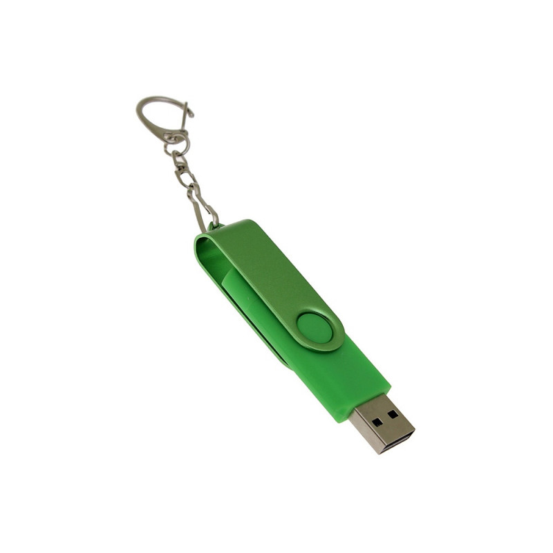 USB-флешка на 16 Гб 2 в 1 поворотный механизм, c дополнительным разъемом Type-C с одноцветным металлическим клипом, зеленый_2