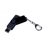 USB-флешка на 16 Гб 3 в 1 поворотный механизм, c двумя дополнительными разъемами MicroUSB и TypeC C с одноцветным металлическим клипом, черный_1