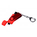 USB-флешка на 16 Гб 3 в 1 поворотный механизм, c двумя дополнительными разъемами MicroUSB и TypeC C с одноцветным металлическим клипом, красный_1