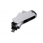 USB 3.0-флешка на 32 Гб поворотный механизм, c дополнительным разъемом Micro USB с одноцветным металлическим клипом_2