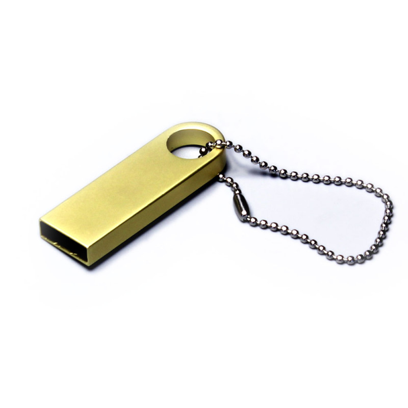USB 2.0-флешка на 4 Гб с мини чипом и круглым отверстием, золотистый