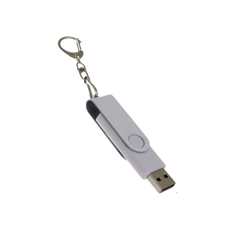 USB-флешка на 16 Гб 2 в 1 поворотный механизм, c дополнительным разъемом Type-C с одноцветным металлическим клипом, белый_2