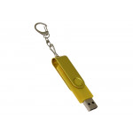 USB-флешка на 16 Гб 2 в 1 поворотный механизм, c дополнительным разъемом Type-C с одноцветным металлическим клипом, желтый_2