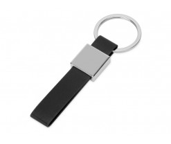 Брелок из металла и иск.кожи "Strap", серебристый/черный, Изображение 1