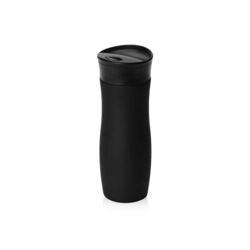 Вакуумная термокружка с кнопкой Streamline, Waterline, soft-touch, тубус, черный_2