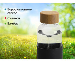 Бутылка для воды стеклянная "Refine", в чехле, 550 мл, черный, Изображение 11