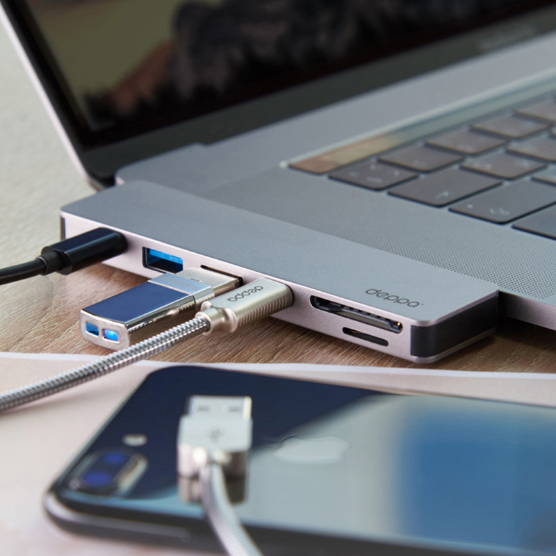USB-C адаптер для MacBook 7-в-1, серебро, Deppa_3