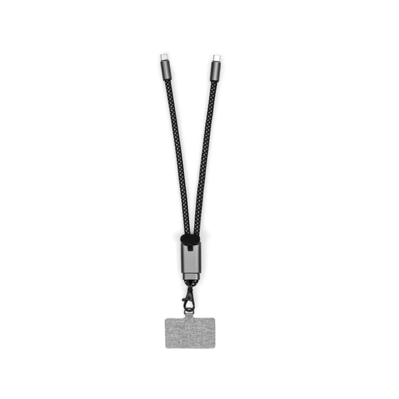Ремешок-держатель для телефона с зарядным кабелем USB-C - USB-C «Lany Wristband Charge Eco», серый_24