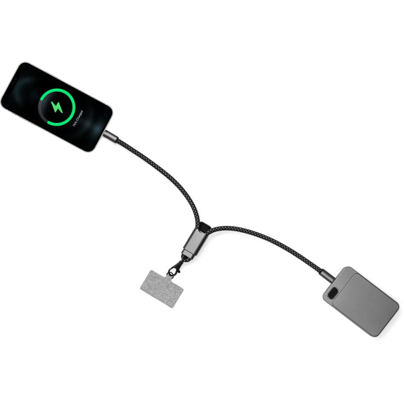 Ремешок-держатель для телефона с зарядным кабелем USB-C - USB-C «Lany Wristband Charge Eco», серый_13