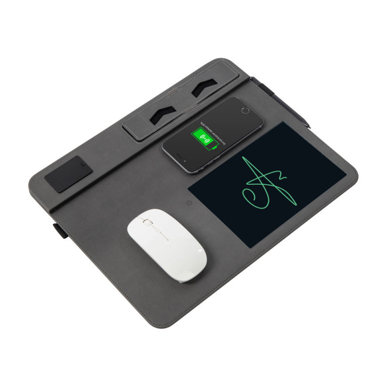 Многофункциональный коврик для мыши «Multi Pad» с беспроводной зарядкой и LCD экраном, 10 Вт, черный_3