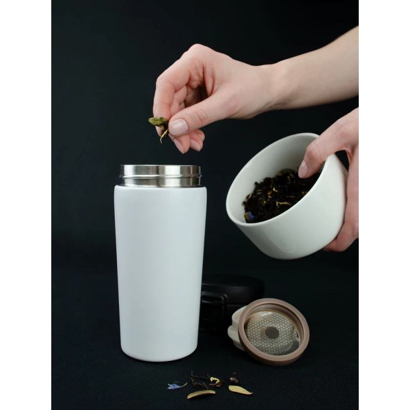 Термостакан с ситечком No Leak Infuser, белый, фото 8