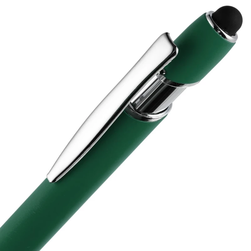 Ручка шариковая Pointer Soft Touch со стилусом, зеленая, фото 4