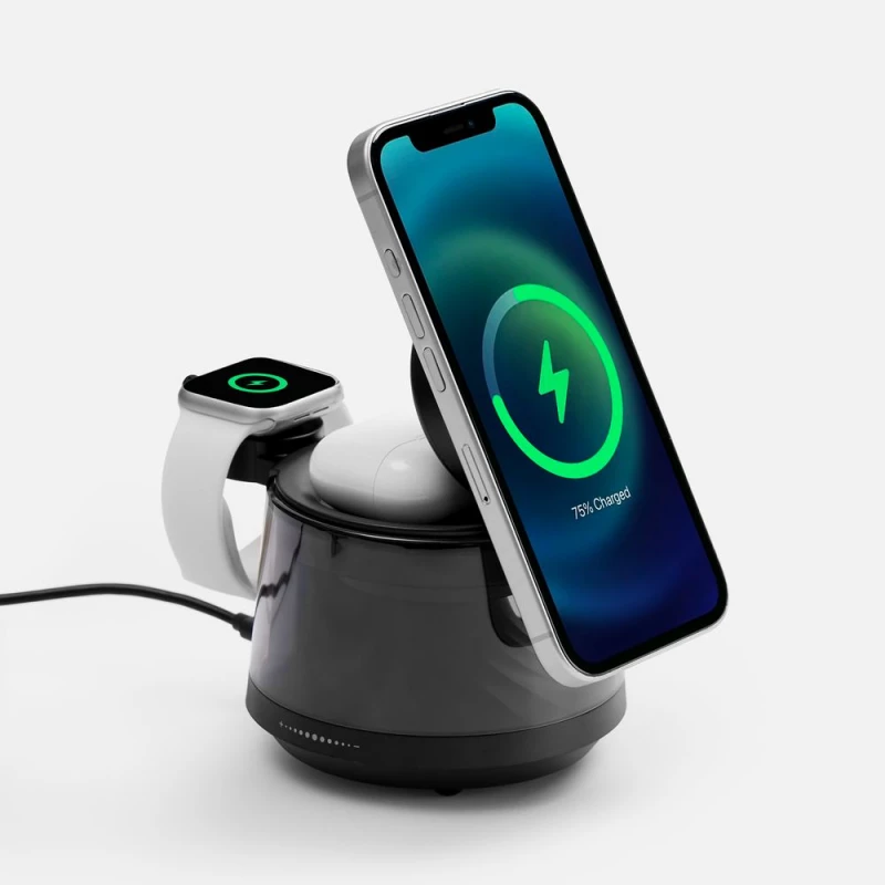 Bluetooth-колонка с подсветкой и беспроводной зарядкой Quantum, черная