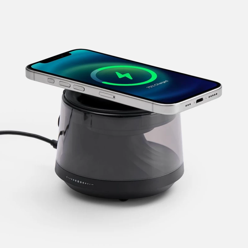Bluetooth-колонка с подсветкой и беспроводной зарядкой Quantum, черная, фото 2