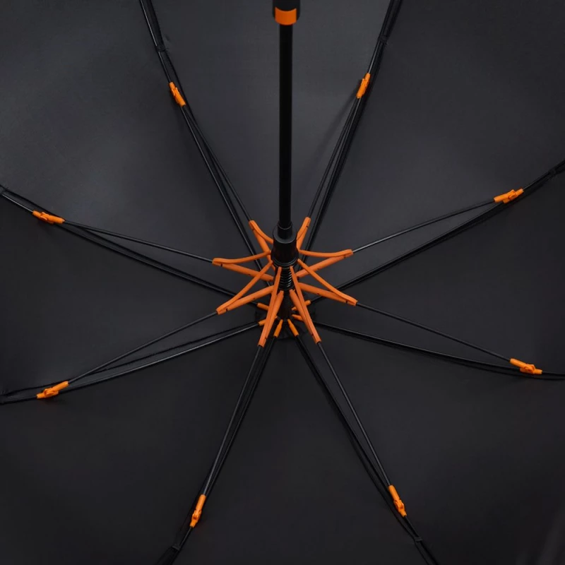Зонт-трость Hidecolor с цветными спицами, черный с оранжевым, фото 3