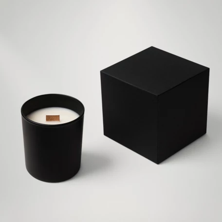 Ароматическая свеча в черном стакане, дерево и пряности, 250 мл, черный (без лого LM)