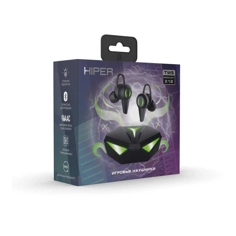 Беспроводные наушники HIPER TWS Mercury X12 (HTW-MX12) Bluetooth 5.1 гарнитура, Черный (Р), фото 6