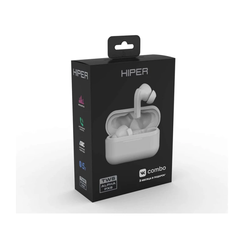 Беспроводные наушники HIPER TWS Alpha PX8 (HTW-APX8) Bluetooth 5.0 гарнитура, Белый (Р), фото 5