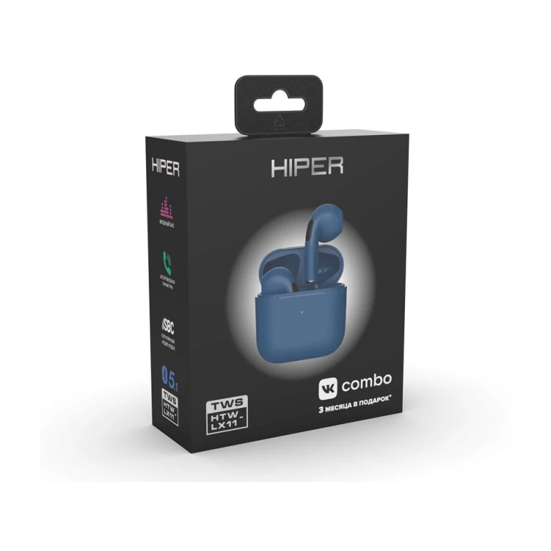 Беспроводные наушники HIPER TWS Lazo X11 Blue (HTW-LX11) Bluetooth 5.3 гарнитура, Синий, фото 3