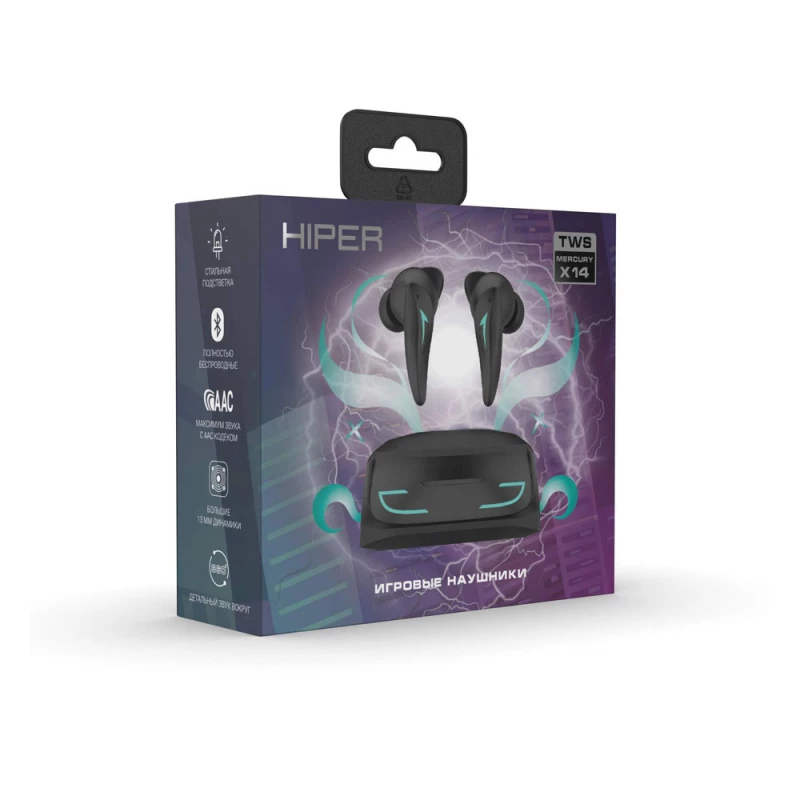 Беспроводные наушники HIPER TWS Mercury X14 (HTW-MX14) Bluetooth 5.1 гарнитура, Черный (Р), фото 9