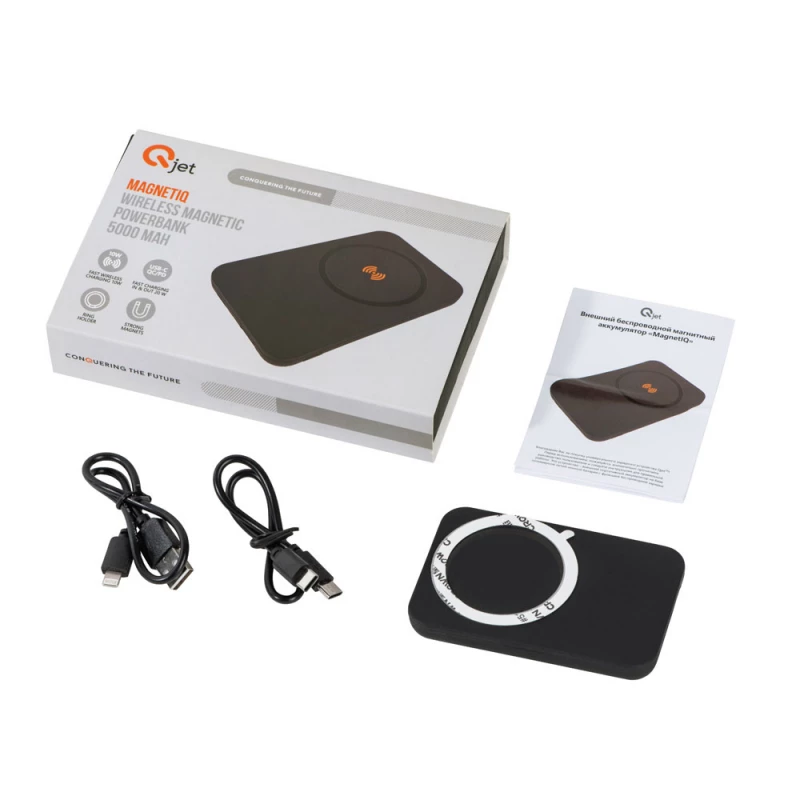 Магнитный беспроводной внешний аккумулятор "MagnetIQ", 5000 mah, 10 W, черный (Р), фото 20