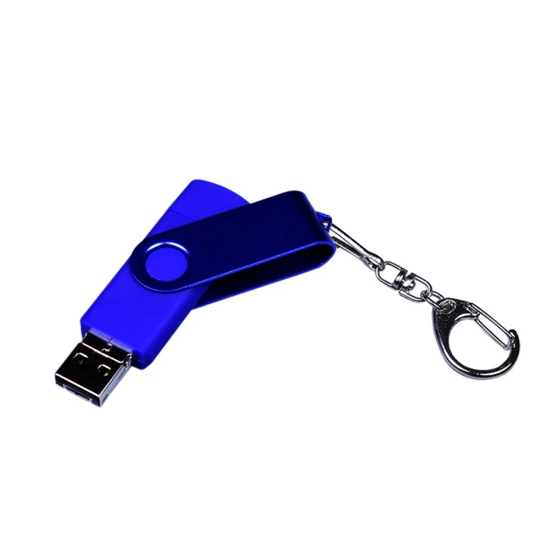 USB 2.0/micro USB/Type-С- флешка на 64 Гб 3-в-1 с поворотным механизмом, синий, фото 3