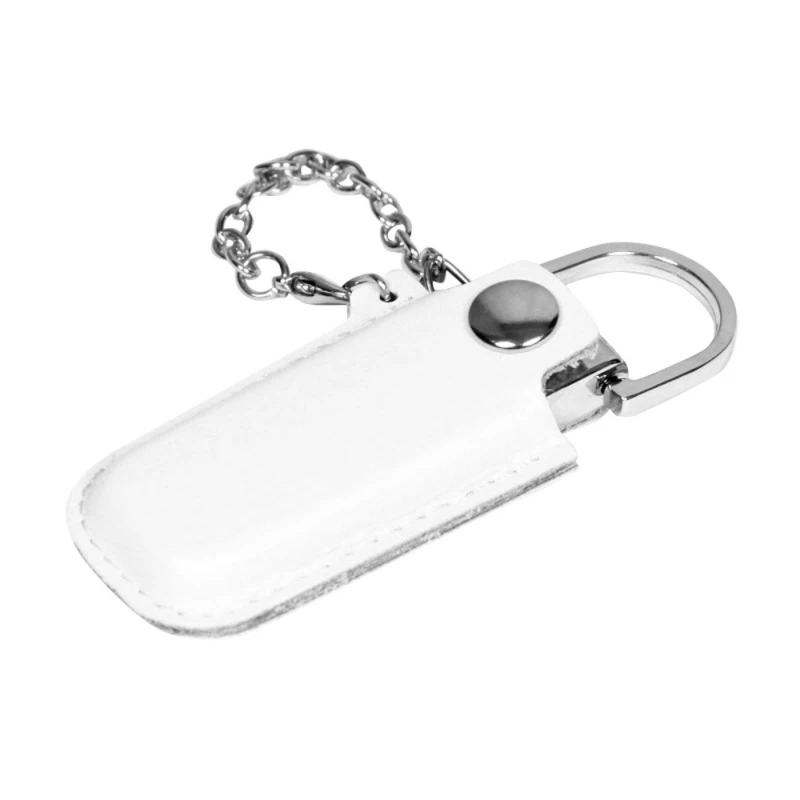 USB 2.0- флешка на 32 Гб в массивном корпусе с кожаным чехлом, белый