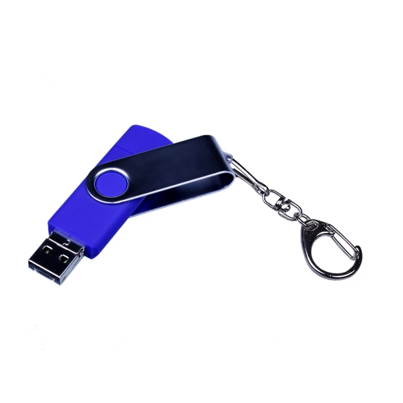 USB-флешка на 32 Гб поворотный механизм, c двумя дополнительными разъемами MicroUSB и TypeC, синий, арт. 6696.32.02, фото 3