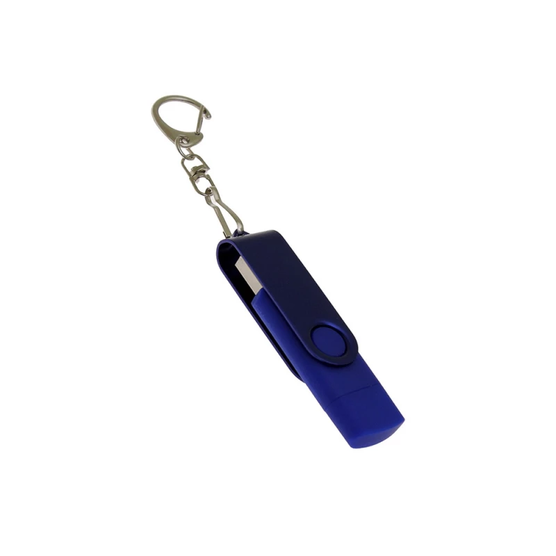 USB-флешка на 32 Гб 2 в 1 поворотный механизм, c дополнительным разъемом Type-C с одноцветным металлическим клипом, синий, арт. 6137.32.02