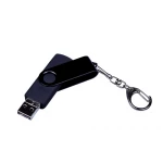 USB-флешка на 32 Гб 3 в 1 поворотный механизм, c двумя дополнительными разъемами MicroUSB и TypeC C с одноцветным металлическим клипом, черный, фото 3