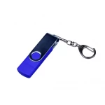 USB-флешка на 32 Гб поворотный механизм, c двумя дополнительными разъемами MicroUSB и TypeC, синий, арт. 6696.32.02, фото 1