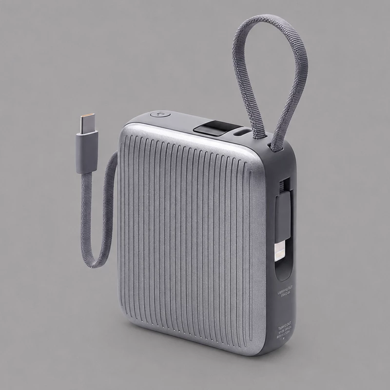 Внешний АКБ NRG Turbo Cable 10000 mAh, 22,5Вт, графит, Deppa