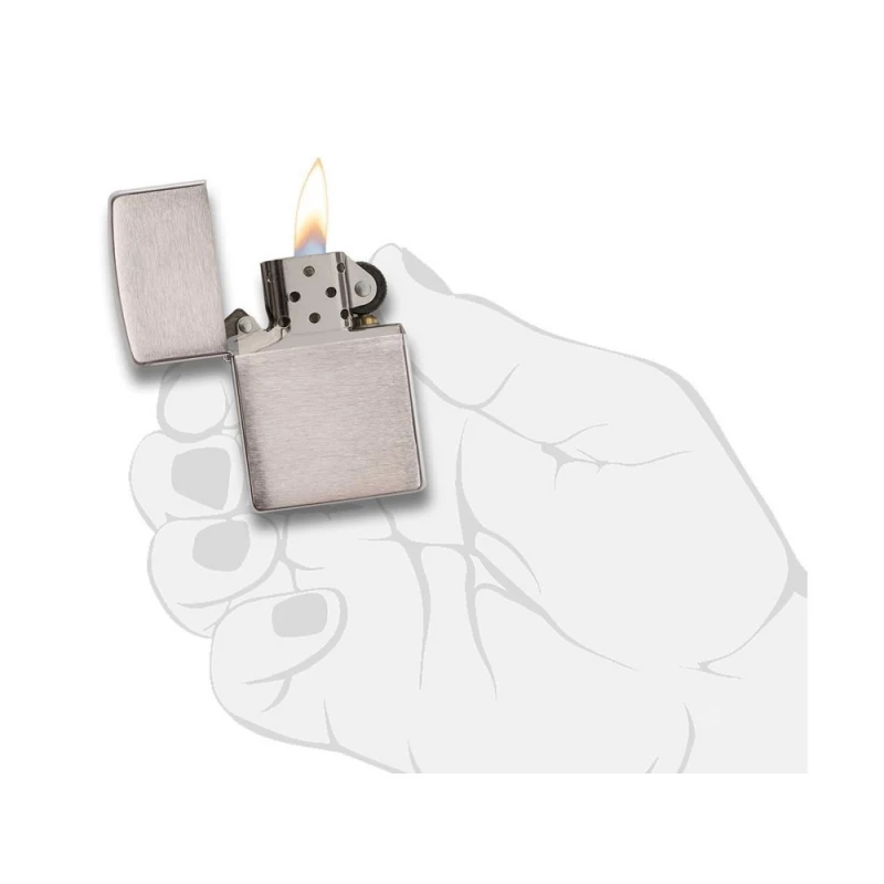 Зажигалка ZIPPO Classic с покрытием Brushed Chrome, латунь/сталь, серебристая, матовая, 38x13x57 мм, фото 4