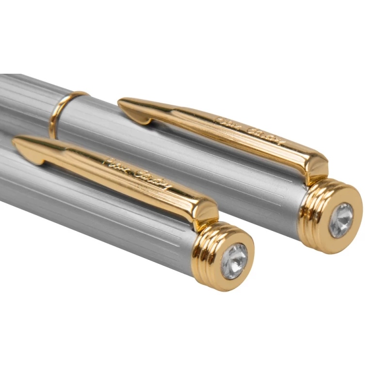Набор Pierre Cardin коллекция «ПАРА (PEN&PEN)» : ручка шариковая + роллер. Корпус - латунь, отделка - глянцевое покрытие. Детали дизайна - позолота. Цвет - серебристо-бежевый. Упаковка Е., фото 4